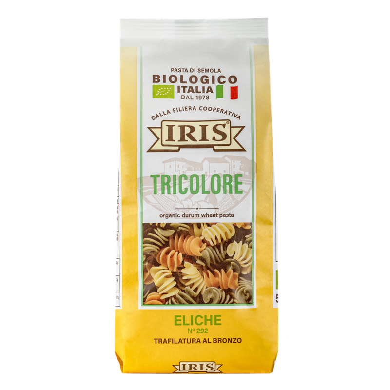 IRIS  3-farbige bunte Eliche aus Bio-Hartweizengrieß mit Spinat und Tomaten 500g - Produktbild