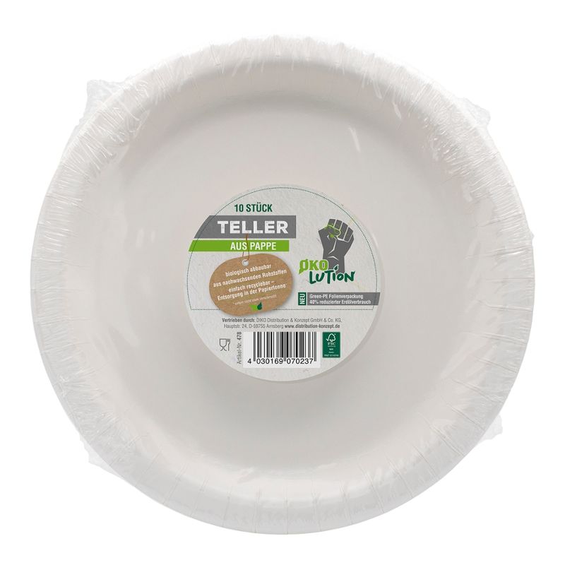 Ökolution Ökolution Pappteller BBQ 10er Pack rund 26cm Einhandgriff FSC zertifiziert Folie Green PE - Produktbild