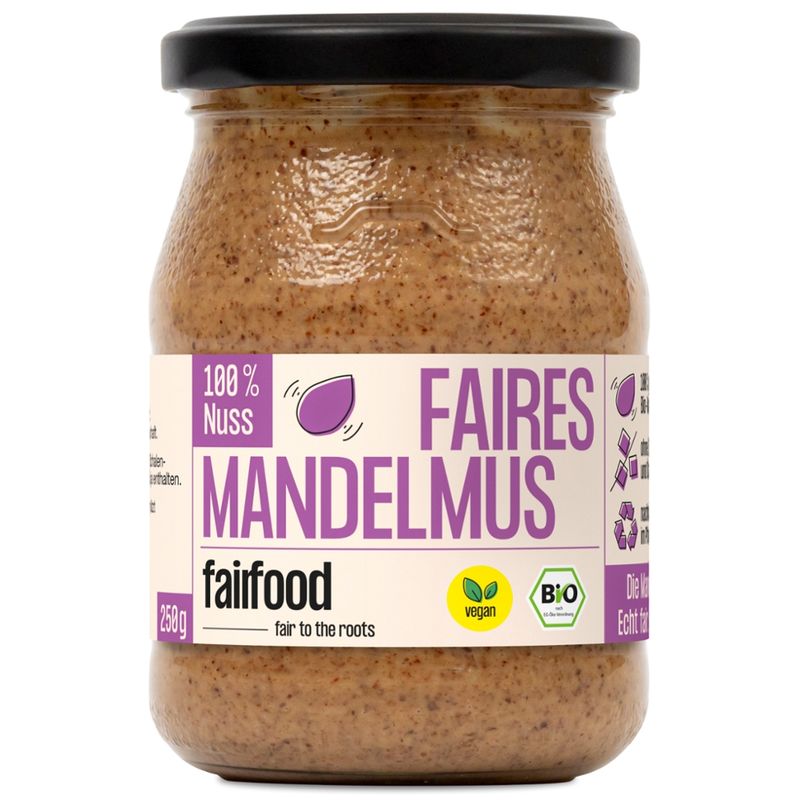 fairfood Freiburg Faires Nussmus 100% Mandel (250g, Pfandglas klein, Bio) - Produktbild