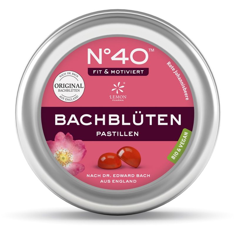 Lemon Pharma Lemon Pharma Original Bachblüten Pastillen N°40 Fit und Motiviert Rote Johannisbeere Bio und Vegan - Produktbild