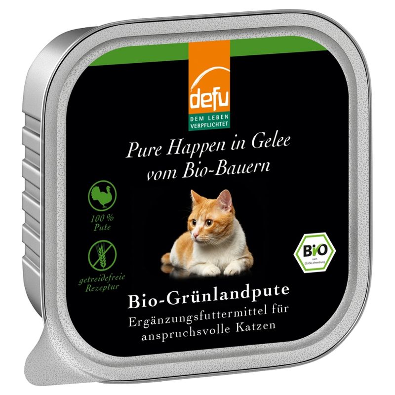 defu - Das Tierfutter vom Bio-Bauern Katze Pure Happen in Gelee Bio-Grünlandpute - Produktbild