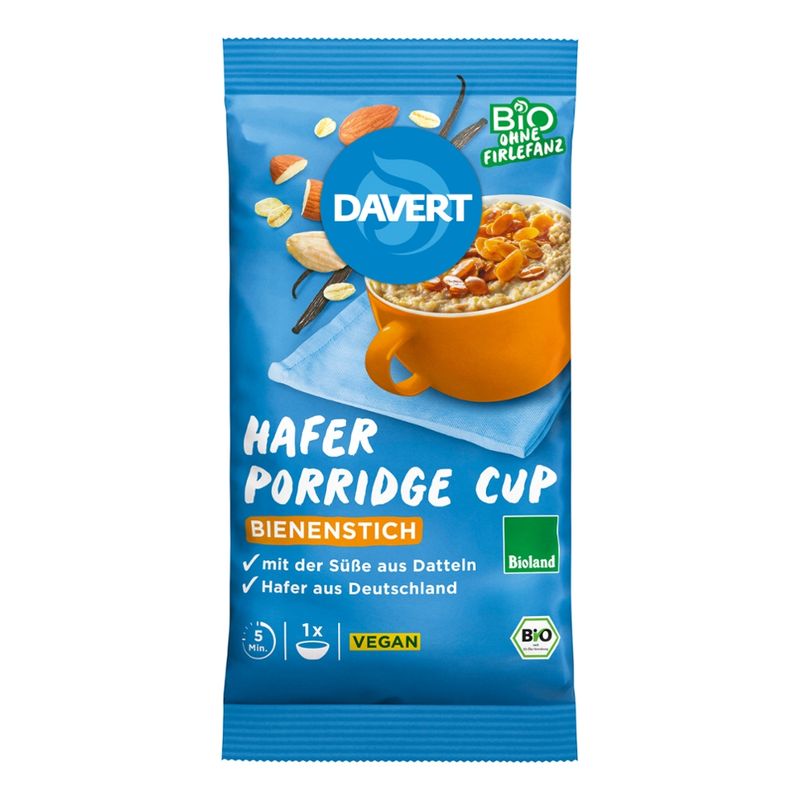 Davert Porridge-Cup Bienenstich Bioland 65g - Produktbild