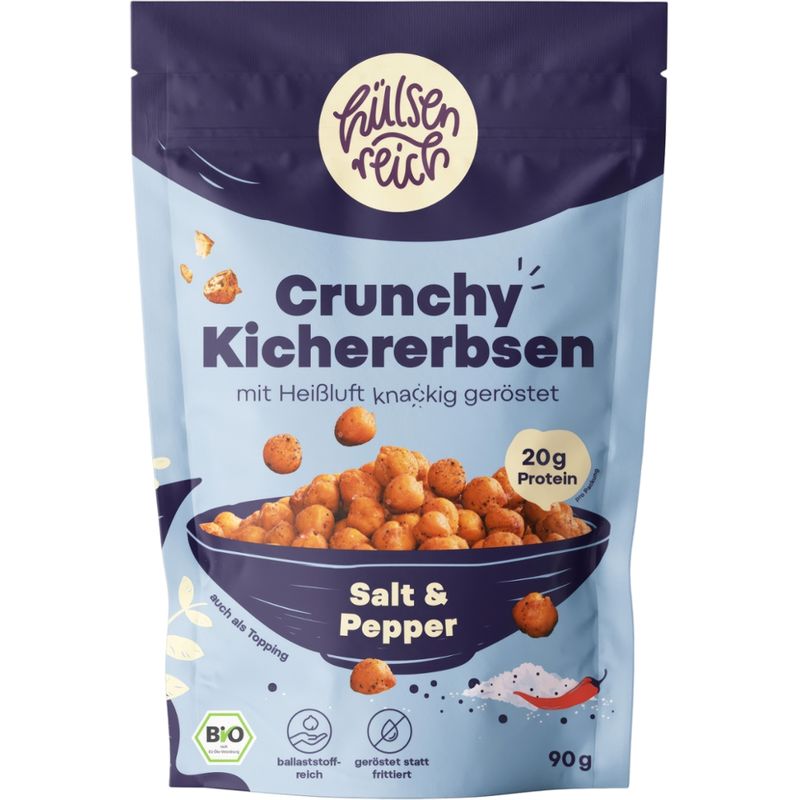 Hülsenreich Crunchy Kichererbsen mit scharfer Salz- und Pfeffer-Gewürzzubereitung - Produktbild