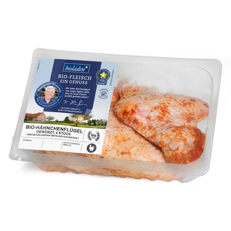 bioladen Hähnchenflügel, gewürzt, 4 Stück - Produktbild