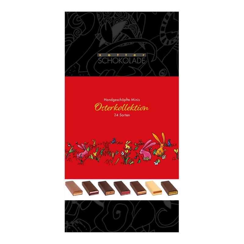 Zotter Schokolade Handgeschöpfte Minis Osterkollektion 24 Sorten - Produktbild