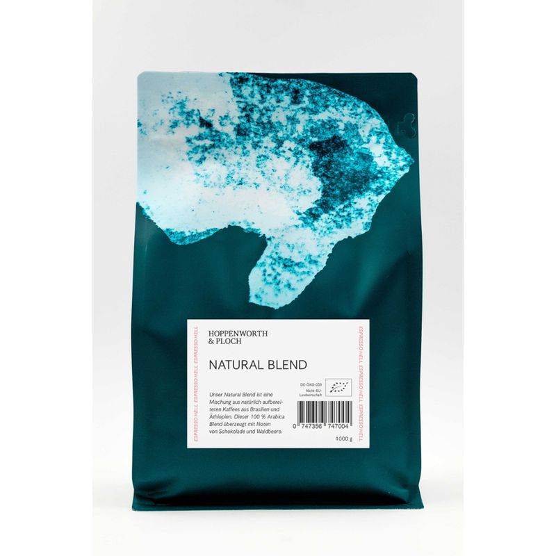 Hoppenworth & Ploch Natural Blend, Brasilien/ Äthiopien, Natural, heller Bio-Espresso DE-ÖKO-039, 1kg Röstkaffee - Produktbild