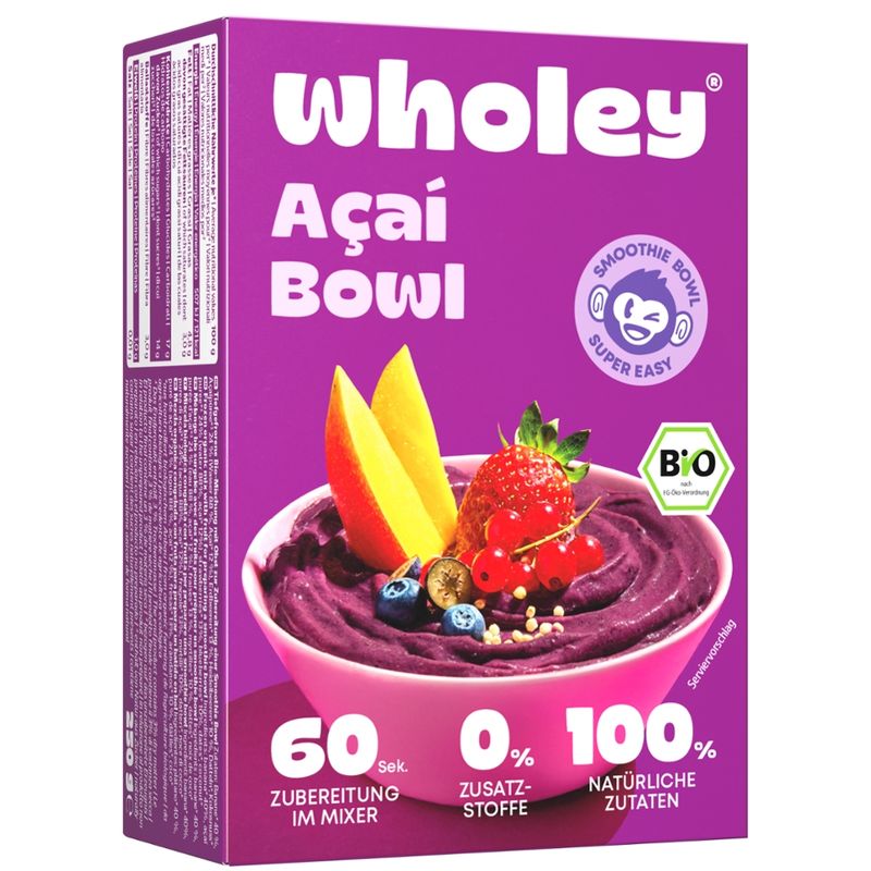 Wholey Wholey ready-to-blend Açaí Smoothie Bowl aus schockgefrorenen Bio-Zutaten   100 % bio, vegan und glutenfrei - Produktbild