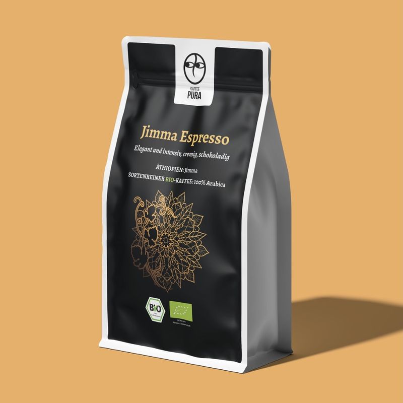 KAFFEE PURA Jimma-bio Espresso, BIO & fair gehandelt, ganze Bohne, 100% Arabica, Äthiopien - Produktbild