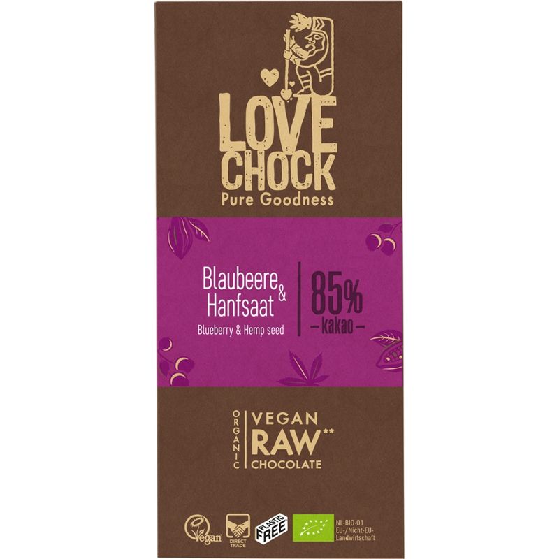 Lovechock Lovechock Tafel Blaubeere & Hanfsaat 85 % - Produktbild