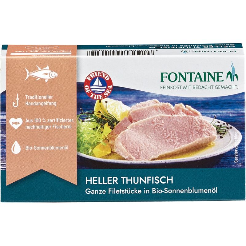 Fontaine Premium Filets vom Hellen Thunfisch in Bio-Sonnenblumenöl - Produktbild