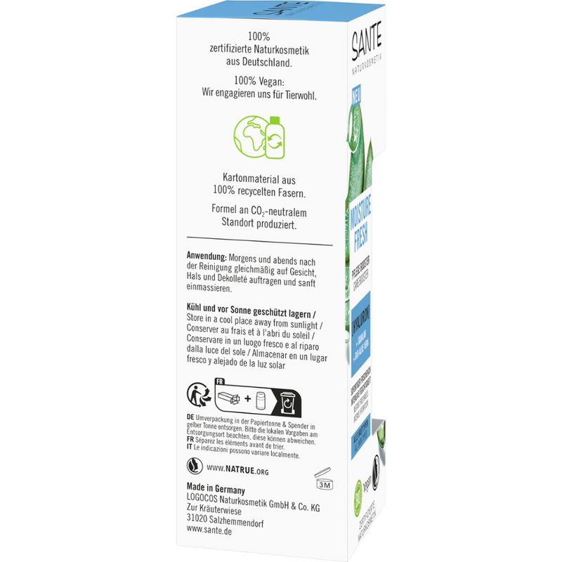 Sante Moisture Fresh Pflege Booster mit Hyaluron, Squalan & Bio-Aloe Vera - Produktbild