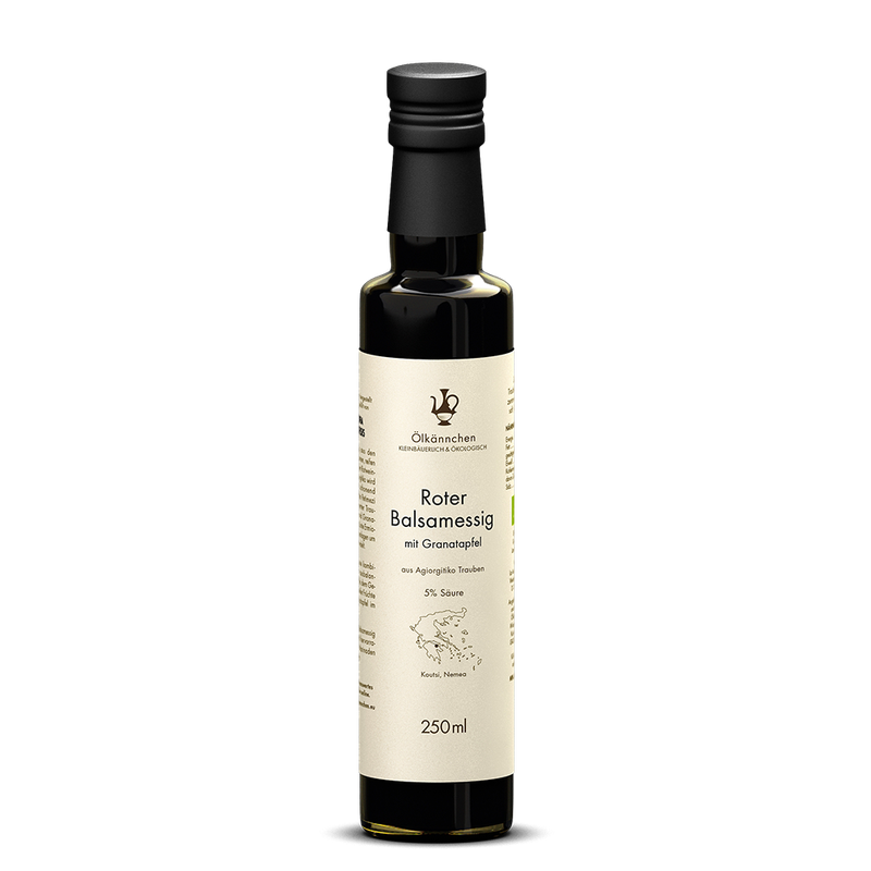 Ölkännchen Ölkännchen Roter Balsamessig mit Granatapfel aus Agiorgitiko Trauben 5% Säure, Peloponnes GR 250ml - Produktbild