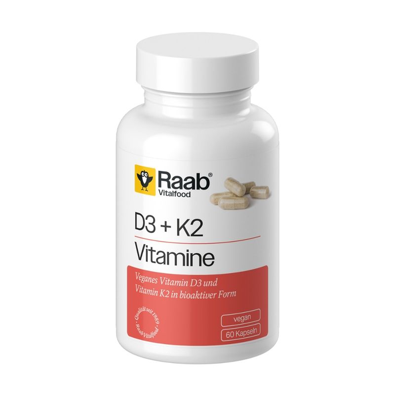 Raab Vitalfood Vitamin D3+K2 Kapseln, 60 Kapseln - Produktbild