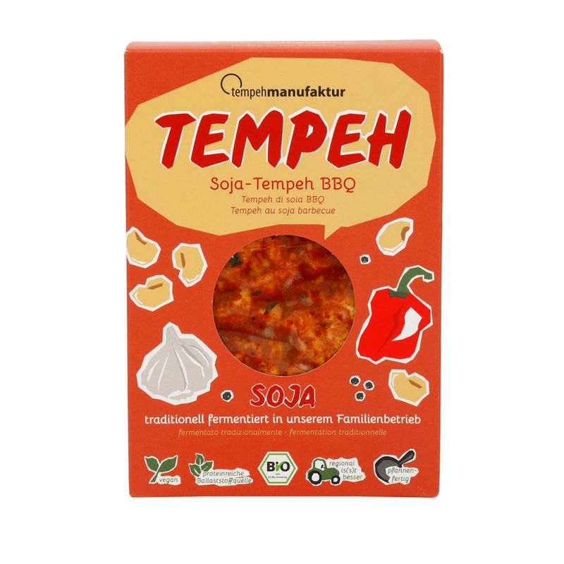 tempehmanufaktur  Tempeh BBQ - Tempeh aus Sojabohnen pikant gewürzt mit geräucherter Paprika - Produktbild