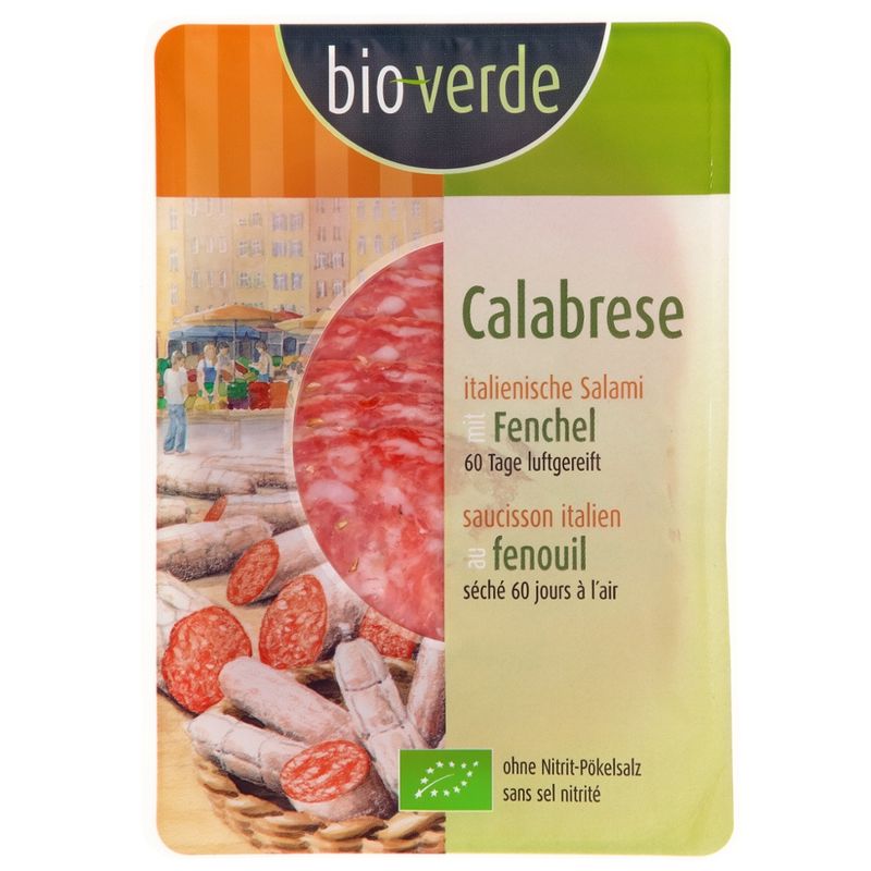 bio-verde Salami Calabrese Aufschnitt aus Italien mit Fenchelsaat verfeinert 80 g - Produktbild