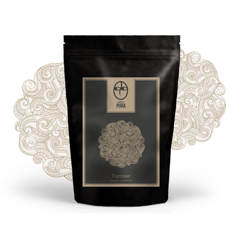 KAFFEE PURA Sidamo Espresso, BIO & fair gehandelt, gemahlen, 100% Arabica, Äthiopien - Produktbild
