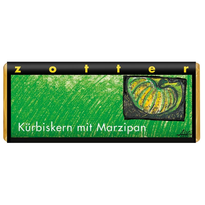 Zotter Schokolade Kürbiskern mit Marzipan (+) - Produktbild