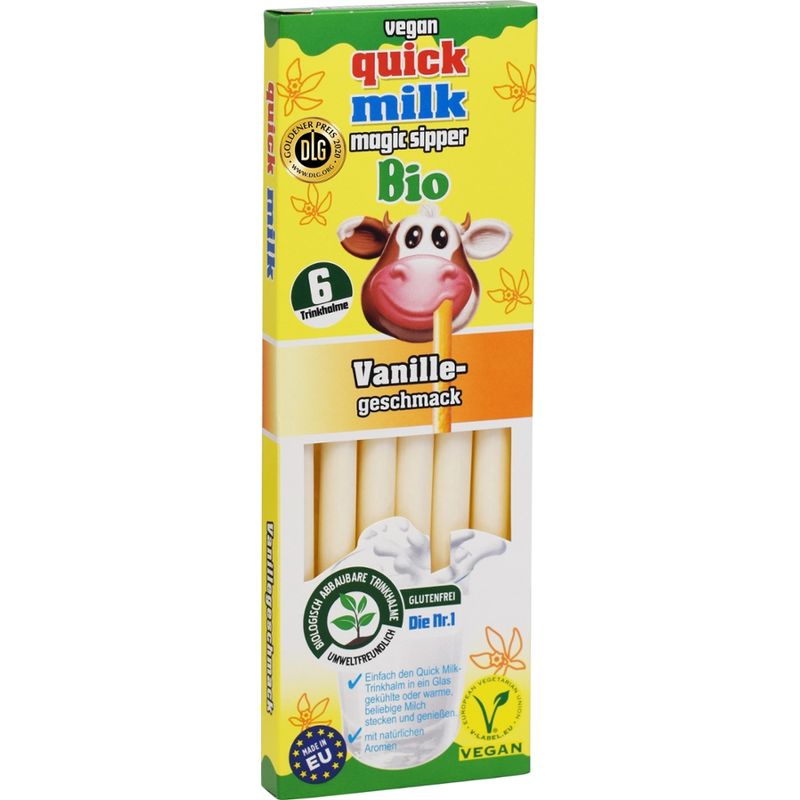 Quick Milk Quick Milk 6 Vanille Trinkhalme - biologisch abbaubare, BIO 36g - Produktbild