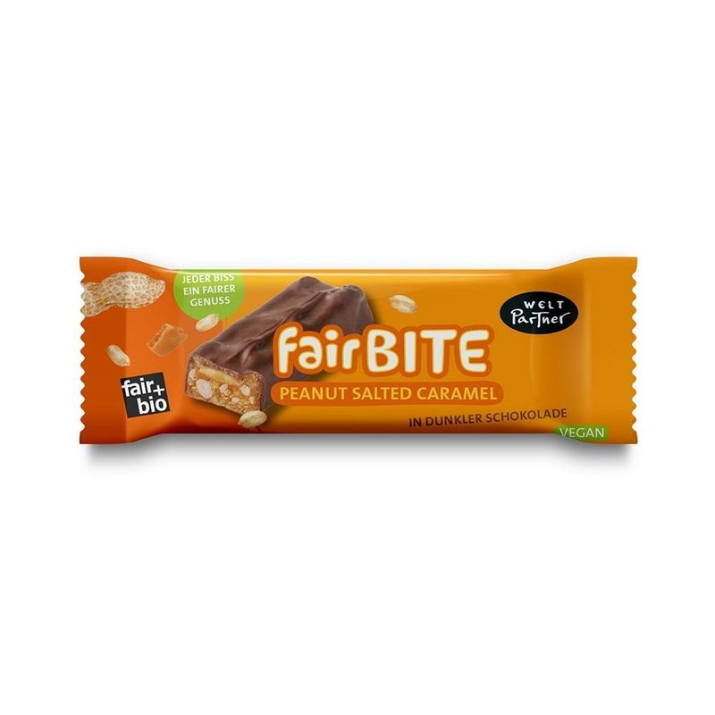 WeltPartner fairBITE, Schokoriegel Erdnuss Salted Caramel, bio - Produktbild