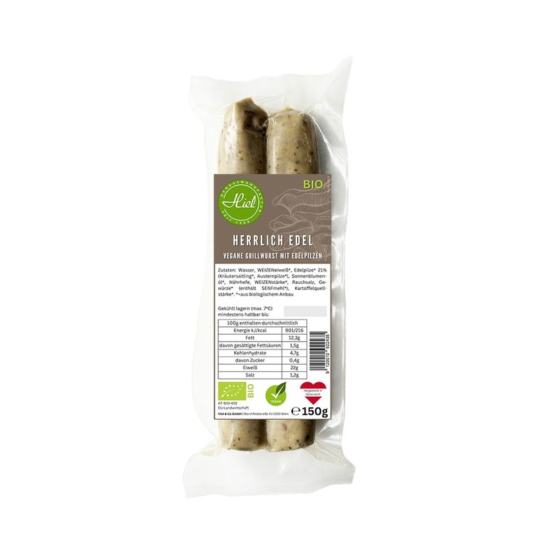 Hiel - Vegetarische Feinkost Herrlich Edel - Vegane Grillwurst mit Edelpilzen - Produktbild