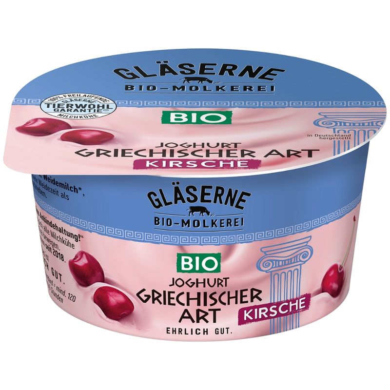 Gläserne Molkerei GM Bio Joghurt griechischer Art Kirsche 150g - Produktbild