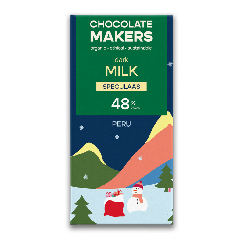 Chocolatemakers Weihnachten Peru dunkle Milch 48% mit knusprigen Spekulatiusstückchen - Produktbild