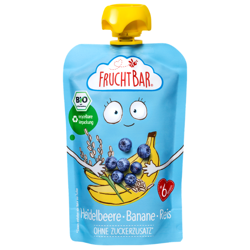 FruchtBar  FruchtBar - Bio-Fruchtpüree Heidelbeere, Banane, Reis - Produktbild