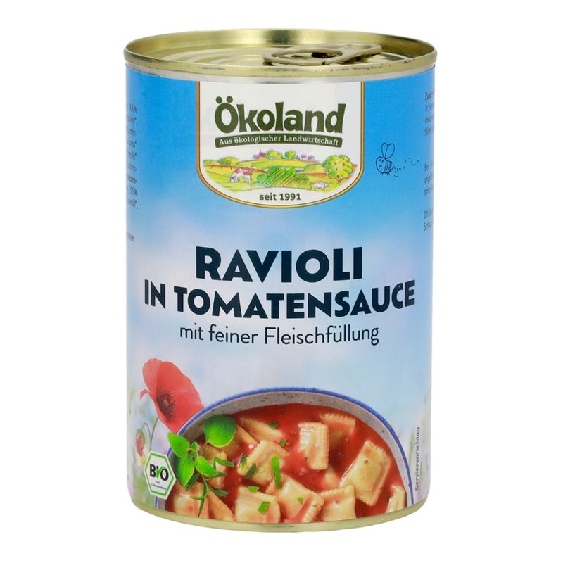 ÖKOLAND Ravioli mit fleischhaltiger Füllung in Tomatensauce - Produktbild