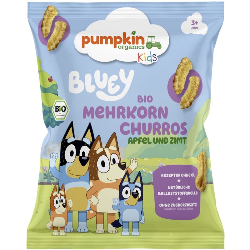 Pumpkin Organics Bluey Bio Mehrkorn Churros Apfel und Zimt 3+ Jahre - Produktbild