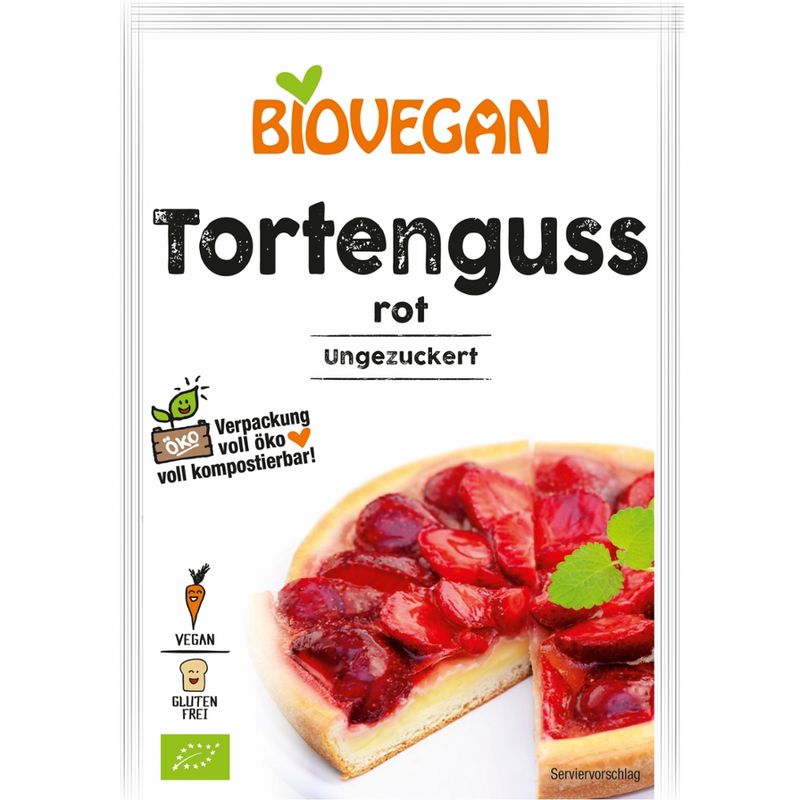 Biovegan Tortenguss rot, BIO für ca. 37 Portionen fertigen Tortenguss 1 kg - Produktbild