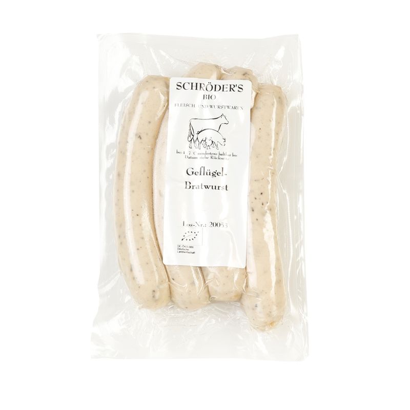 Schröder's Bio Fleisch- und Wurstwaren Geflügel-Bratwurst Bärlauch 4 x 70 g - Produktbild