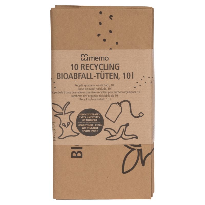 memo 10 memo Bioabfall-Kompostbeutel aus Recyclingpapier 10 l, 23 x 13 x 34 cm - Produktbild