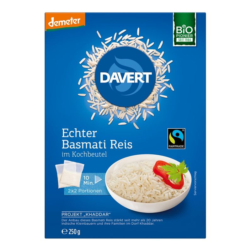 Davert demeter Echter Basmati Reis im Kochbeutel Fairtrade 250g - Produktbild