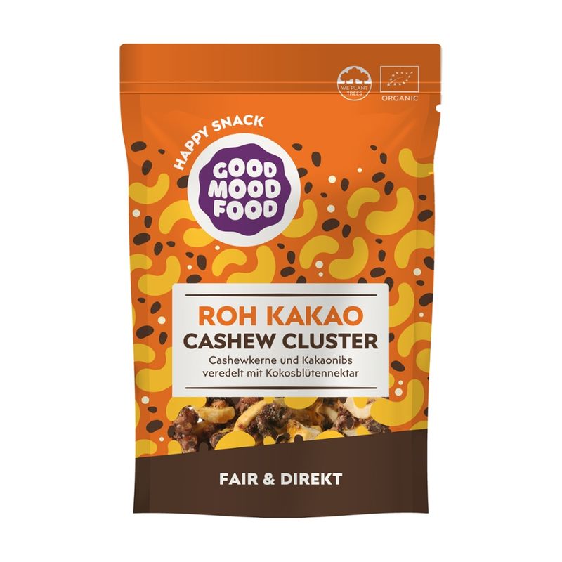 goodmoodfood Roh Kakao Cashew Cluster, Cashewkerne und Kakaonibs veredelt mit Kokosblütennektar - Produktbild