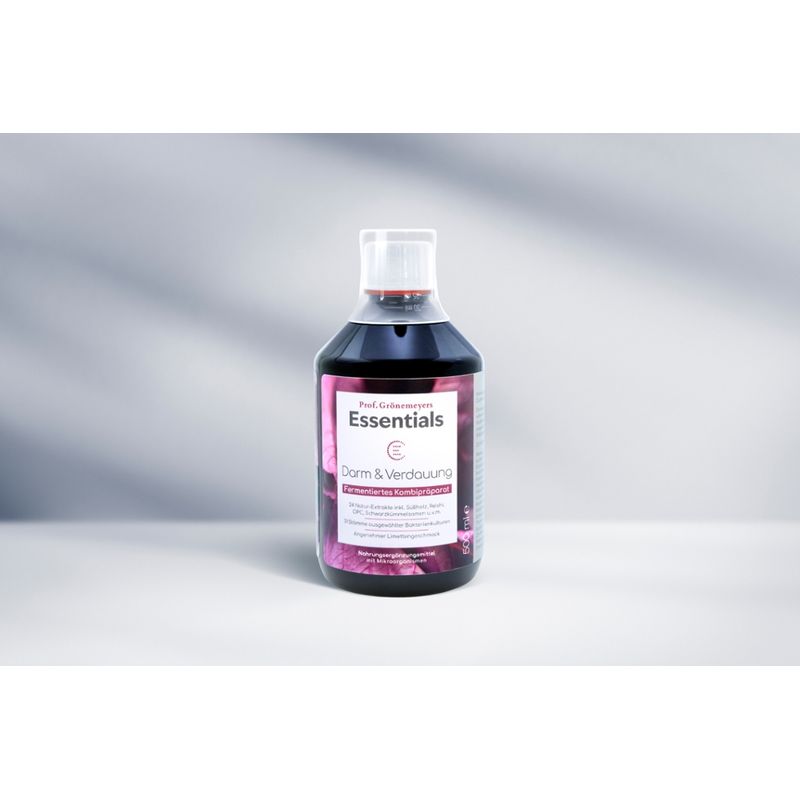 Prof. Grönemeyers Essentials Darm & Verdauung - Fermentiertes Kombipräparat - 24 Natur-Extrakte, 31 Stämme ausgewählter Bakterienstämme, Limettengeschmack - Nahrungsergänzungsmittel mit Mikroorganismen - Produktbild