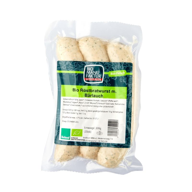 Bio-Manufaktur-Westfalen Bio-Rostbratwurst mit Bärlauch - Produktbild