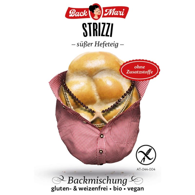 Backmari STRIZZI - süßer Hefeteig. Glutenfreie, weizenfreie Bio-Backmischung ohne Zusatzstoffe - Produktbild