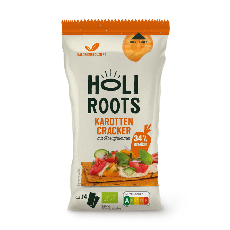 Holiroots Holiroots Bio- Gemüse Knäckebrote Karotte mit Kreuzkümmel - Produktbild