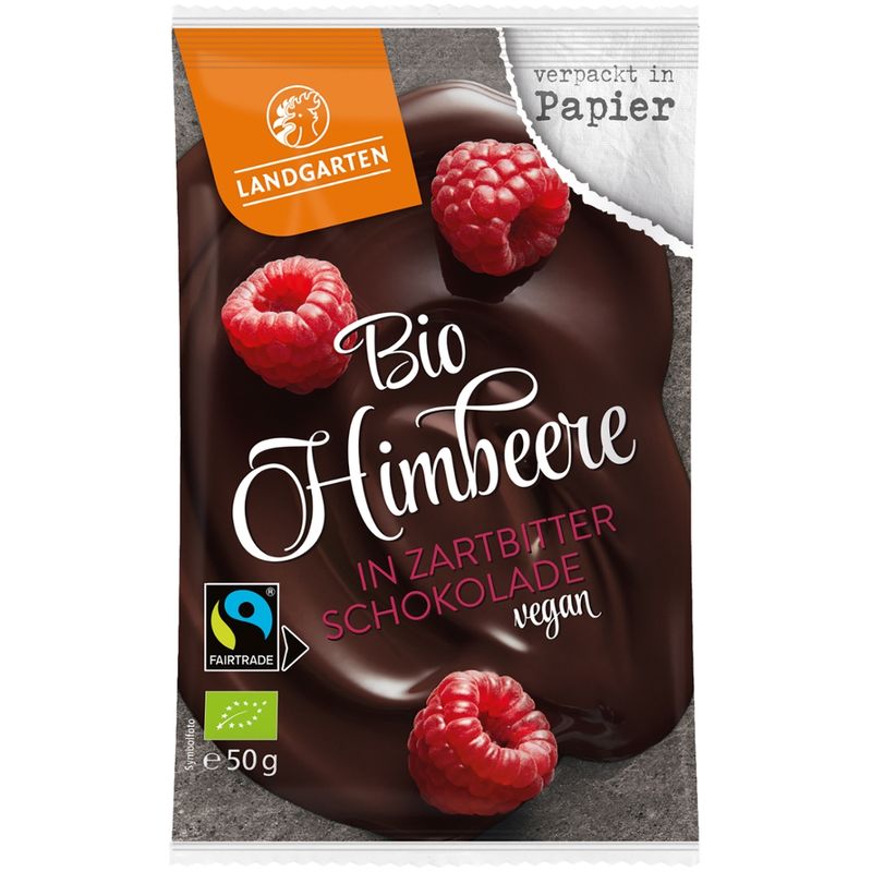 Landgarten Bio FT Himbeere in Zartbitter-Schokolade 50g - Produktbild
