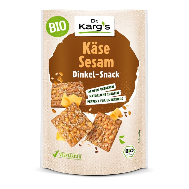 Dr. Karg´s Genuss mit Biss Bio Dinkel-Vollkorn-Snack mit Sesam und Emmentaler - Produktbild