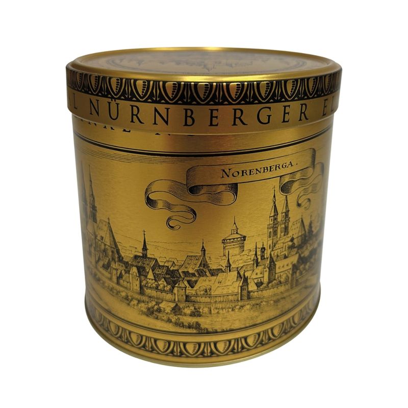 Nürnberger Bio Originale 4 Bio Elisen-Lebkuchen 3-fach sort. in goldfarbiger Metalldose - Produktbild