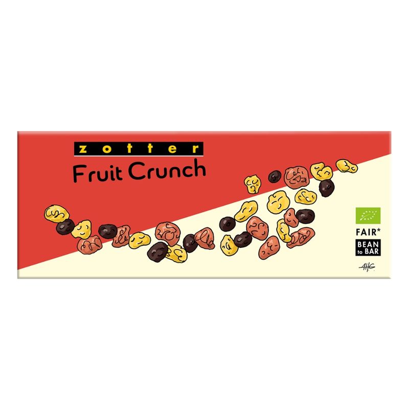 Zotter Schokolade Genüsse - Fruit Crunch - Bunte  Knusperfrüchte auf Weißer Schoko - Produktbild