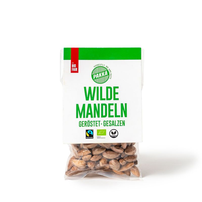 Pakka Wilde Bergmandeln, Bio, Fairtrade, geröstet, gesalzen, 100g - Produktbild
