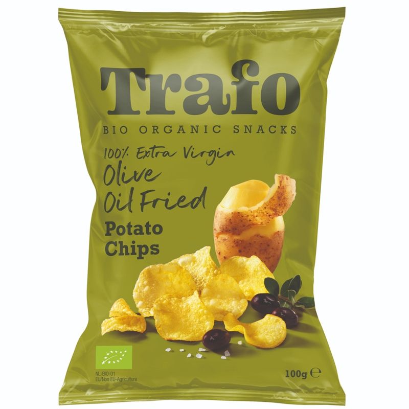 Trafo Chips frittiert in Olivenöl, leicht gesalzen 12x100g - Produktbild