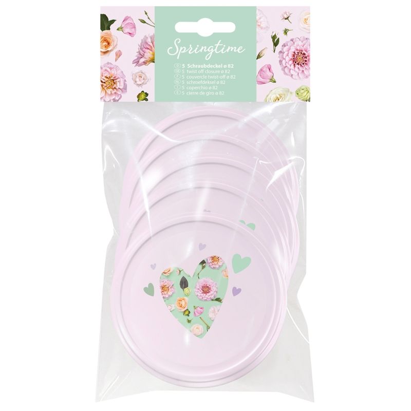 Dosen-Zentrale Züchner 5er Beutel 82 mm Caps "Rosa - Herz mint" d534 RTS verpackt im CPP-Flachbeutel inkl. Pappreiter "Springtime" mit EAN-Auszeichnung - Produktbild