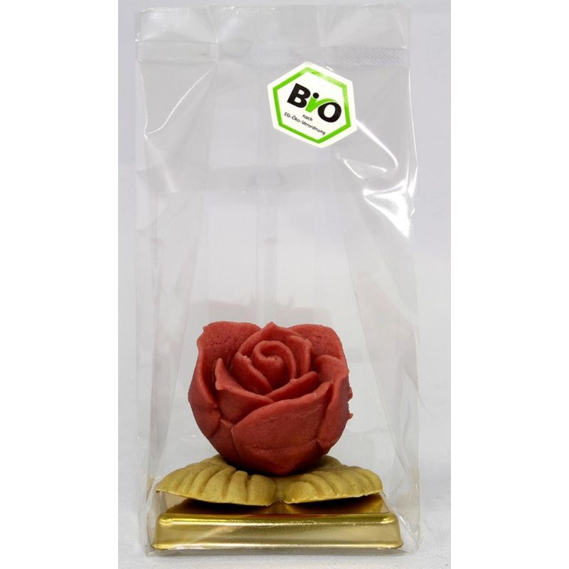 Funsch Marzipan BIO Baccararose auf Blatt - Produktbild