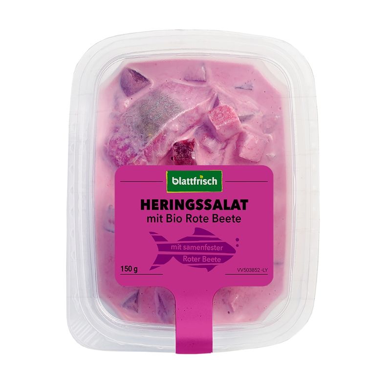 blattfrisch  Beete Hering - Heringssalat mit Bio-Rote Beete (Rechteckschale 150g) - Produktbild