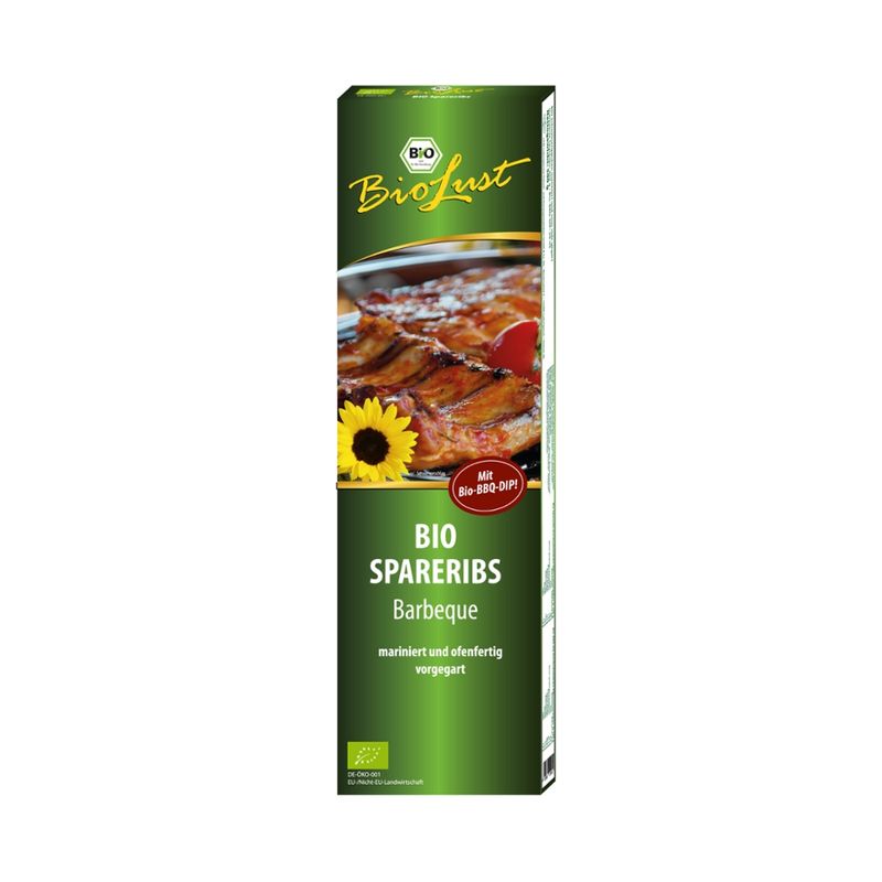 Biolust BIO Spare Ribs gegart und mariniert, mit BBQ-Dip - Produktbild