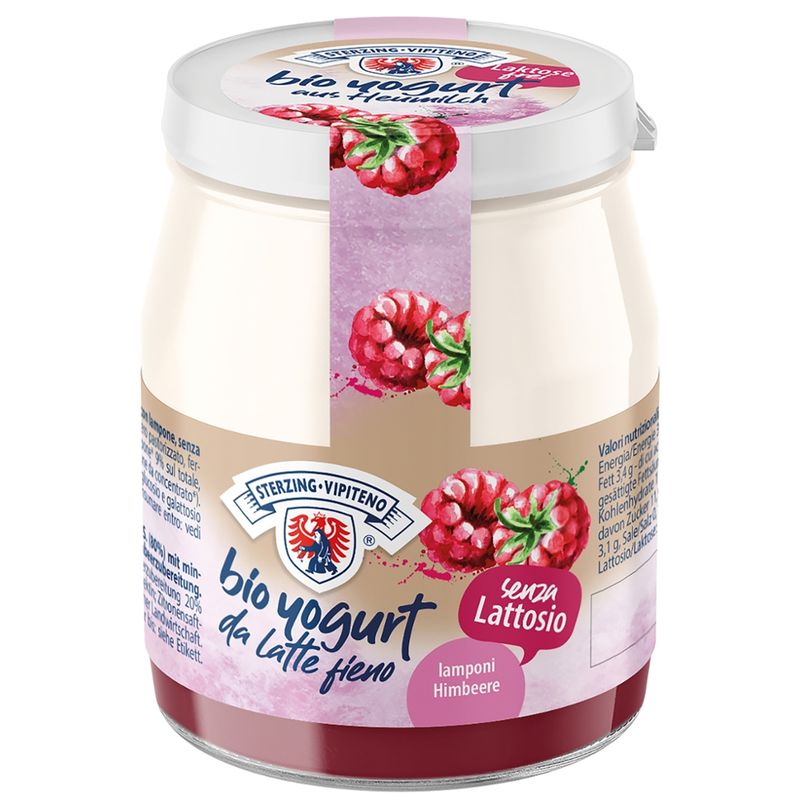 Joghurt Sterzing BIO Bio Vollmilchjoghurt aus Heumilch G.T.S. Laktosefrei - 150g - Himbeere - Produktbild