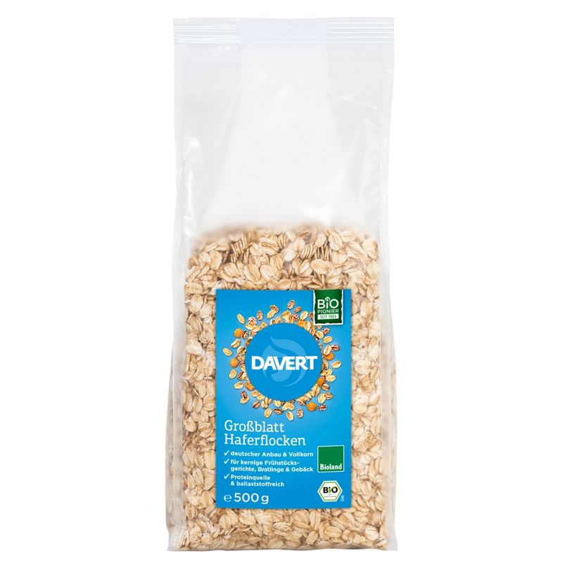 Davert Großblatt Haferflocken Bioland, 500g - Produktbild